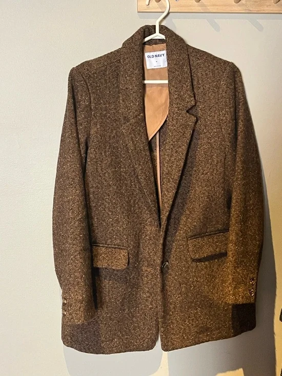Old Navy Brown Herringbone Blazer - Picture 2 of 3